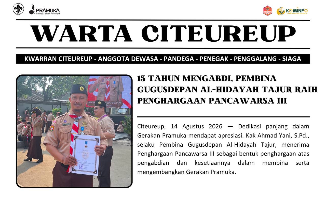 15 Tahun Mengabdi, Pembina Gugusdepan Al-Hidayah Tajur Raih Penghargaan Pancawarsa III