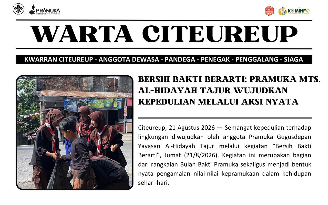Bersih, Bakti, Berarti: Pramuka MTs. Al-Hidayah Tajur Wujudkan Kepedulian melalui Aksi Nyata