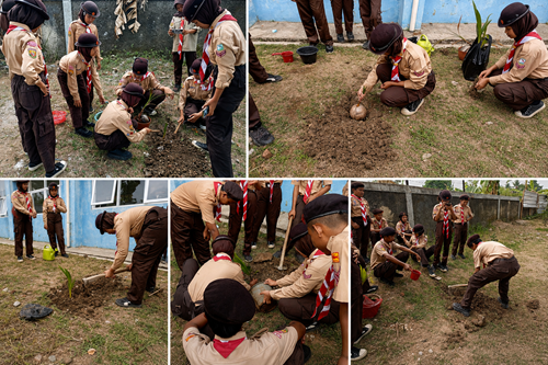 Pramuka SMP Negeri 2 Cileungsi Tanam Pohon Alpukat dan Tunas Kelapa Pada Giat "Pramuka Menanam"