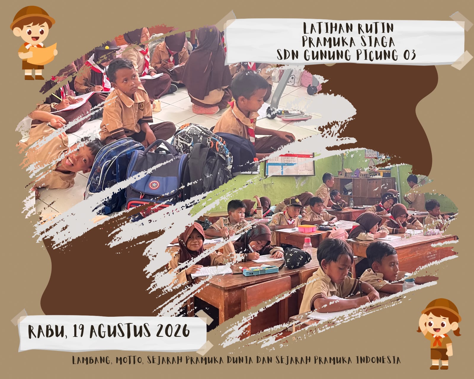 Menolak Lupa Jati Diri! SDN Gunung Picung 03 Bedah Tuntas Lambang dan Sejarah Kepramukaan Dunia