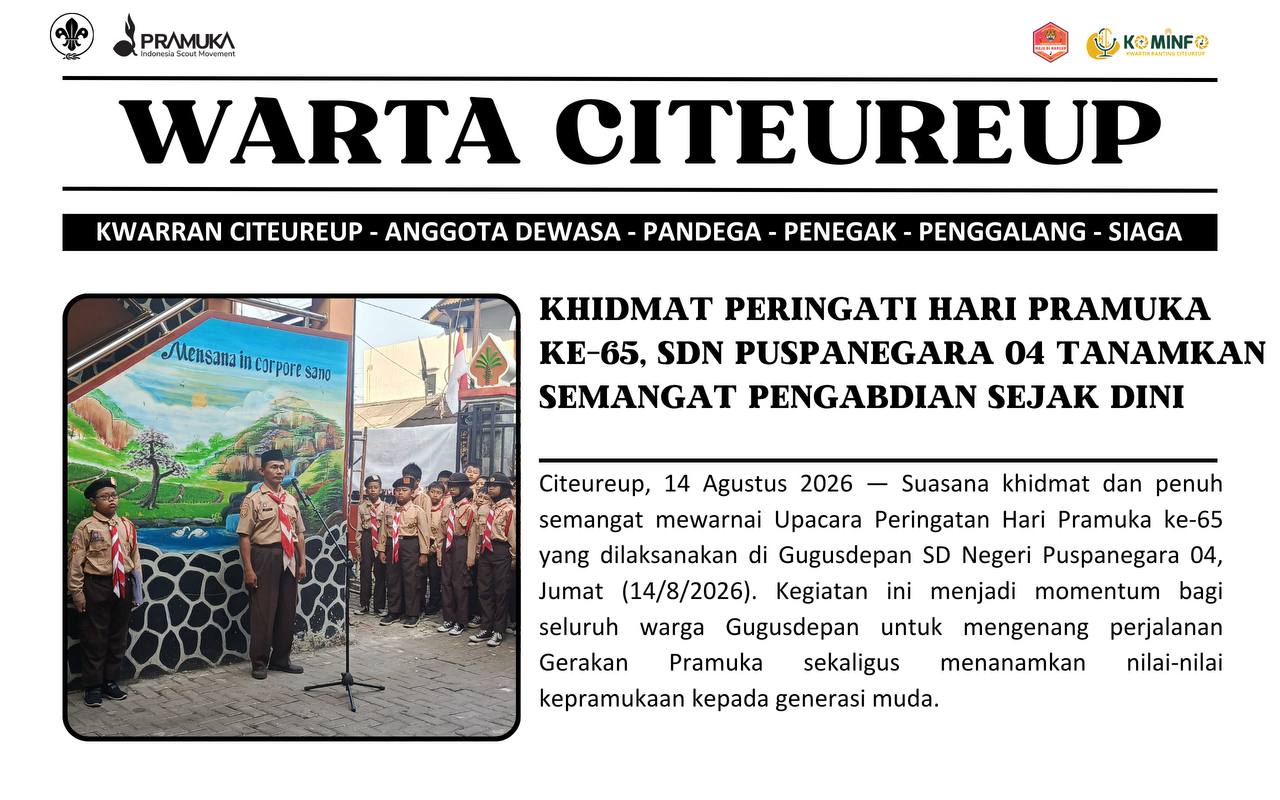 Khidmat Peringati Hari Pramuka ke-65, SDN Puspanegara 04 Tanamkan Semangat Pengabdian Sejak Dini