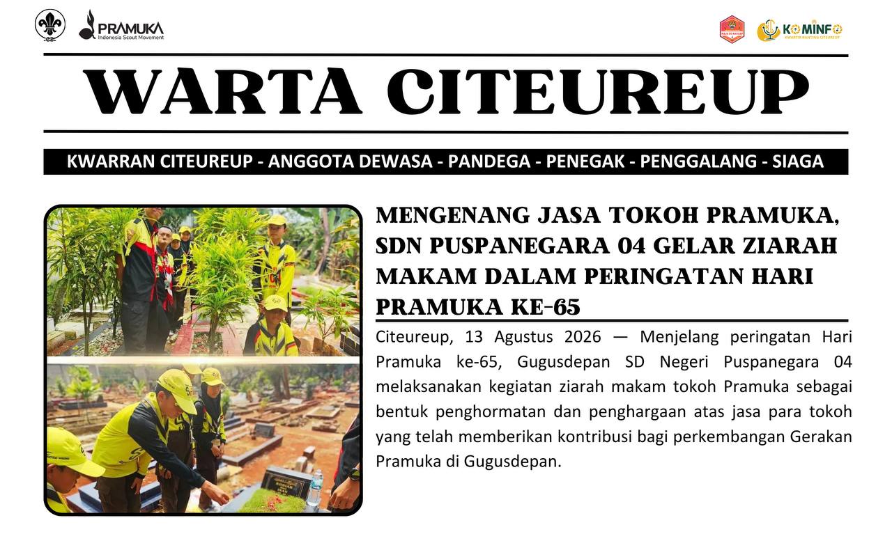 Mengenang Jasa Tokoh Pramuka, SDN Puspanegara 04 Gelar Ziarah Makam dalam Peringatan Hari Pramuka ke-65