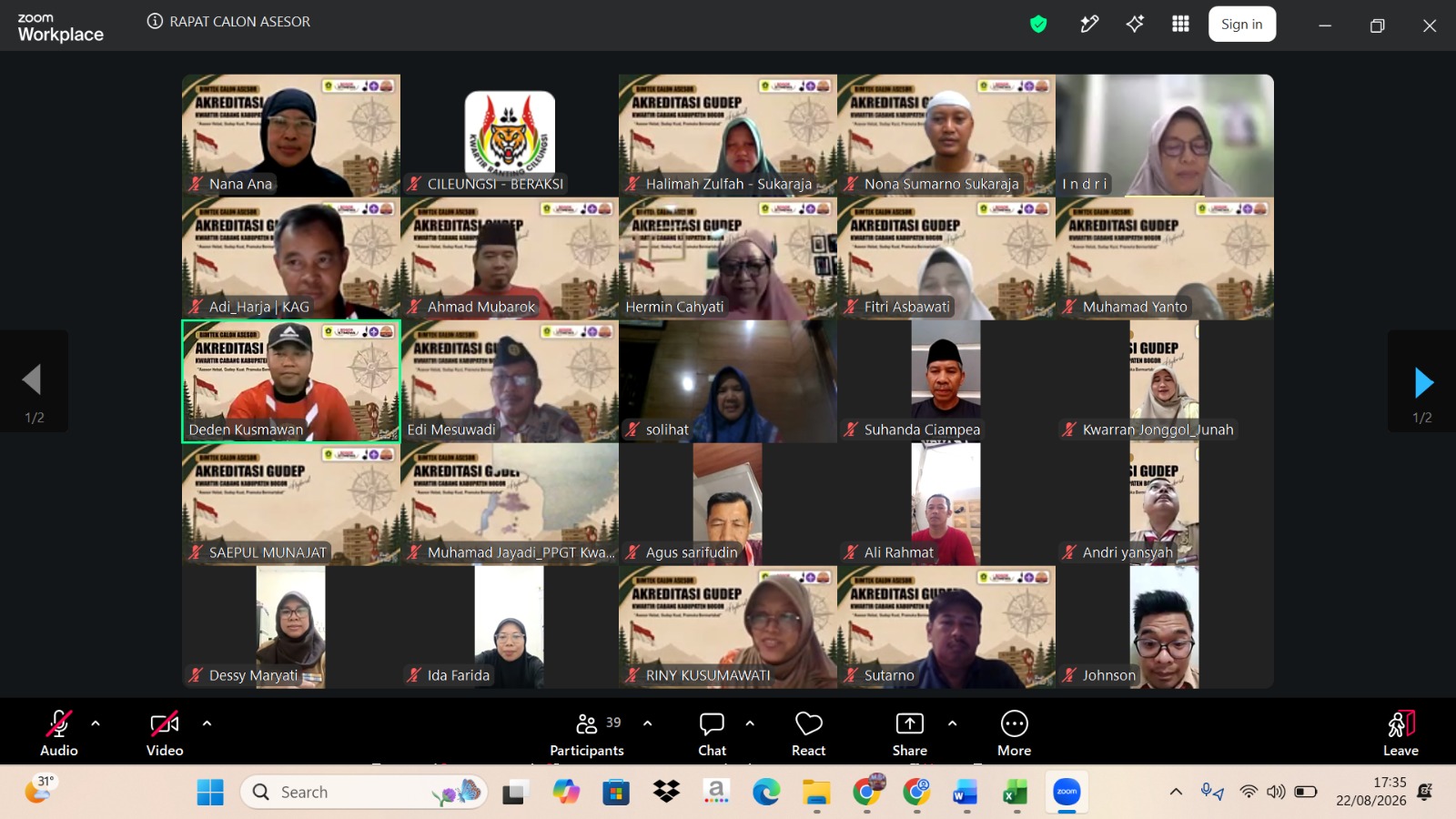 Empat Utusan Kwarran Jonggol Ikuti Verifikasi Akhir Calon Asesor Akreditasi Gugusdepan Secara Daring