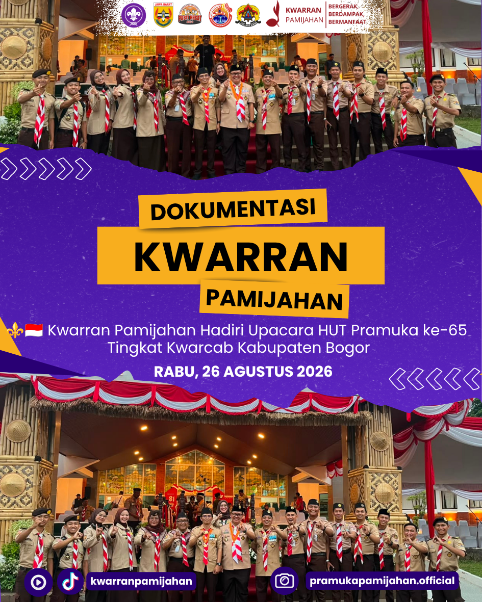 ⚜️🇮🇩 Kwarran Pamijahan Hadiri Upacara HUT Pramuka ke-65 Tingkat Kwarcab Kabupaten Bogor