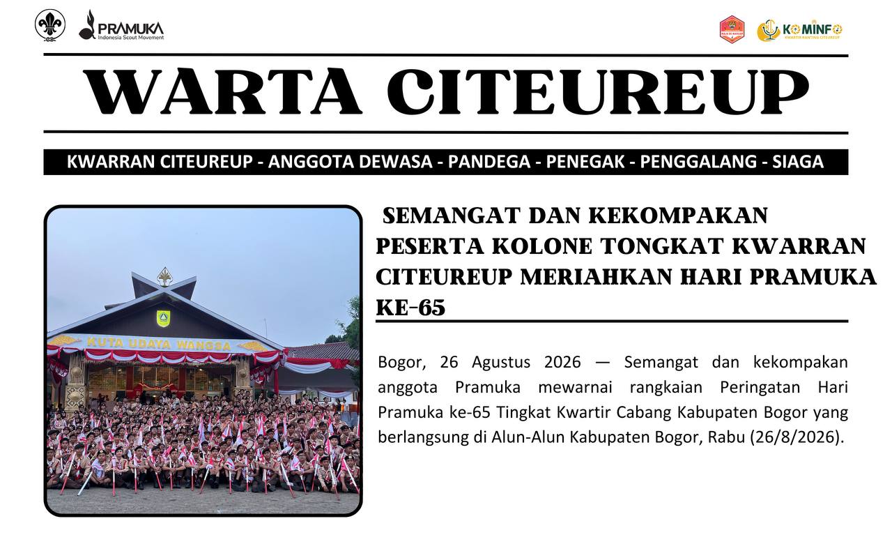 Semangat dan Kekompakan Peserta Kolone Tongkat Kwarran Citeureup Meriahkan Hari Pramuka ke-65