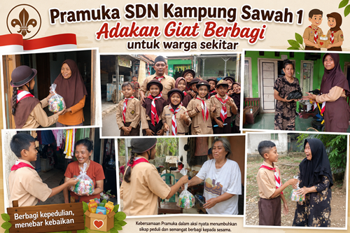 Puluhan Anggota Pramuka SDN Kampung Sawah 01 Gelar Aksi Berbagi untuk Warga Sekitar