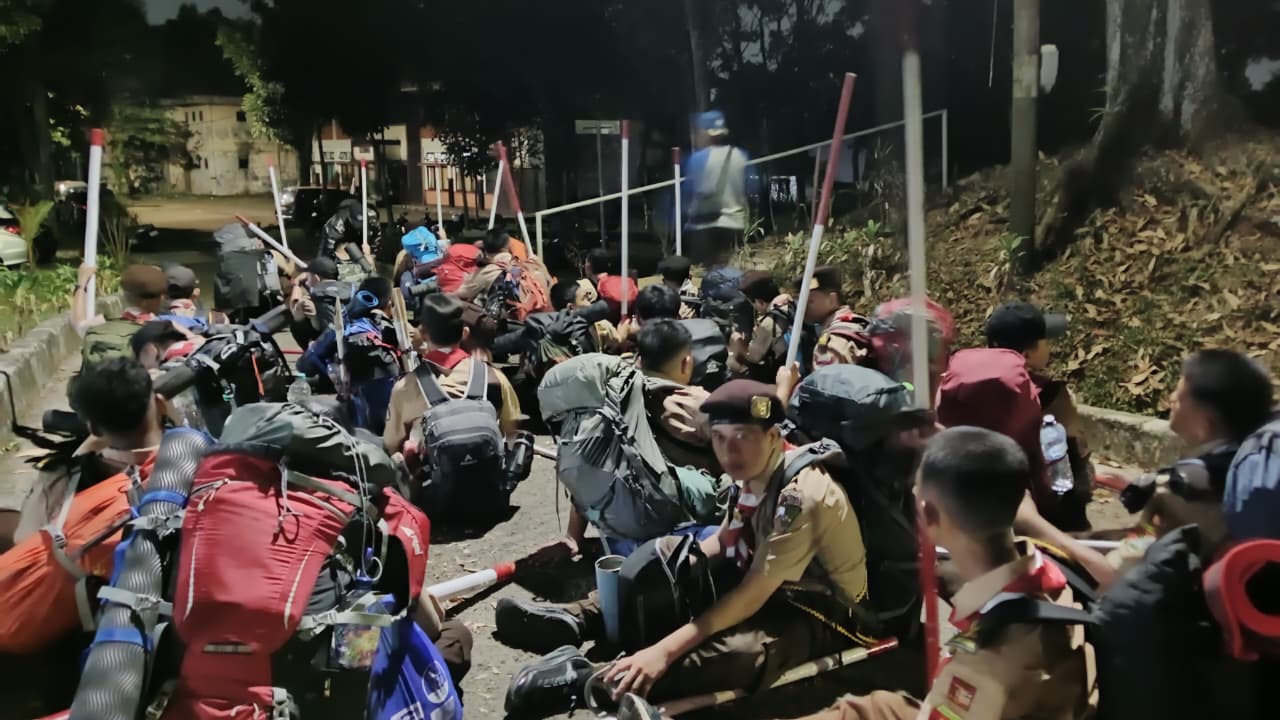 Kedatangan Peserta Tapakan Pramuka Garuda Golongan Penegak di Bumi Perkemahan Cimandala