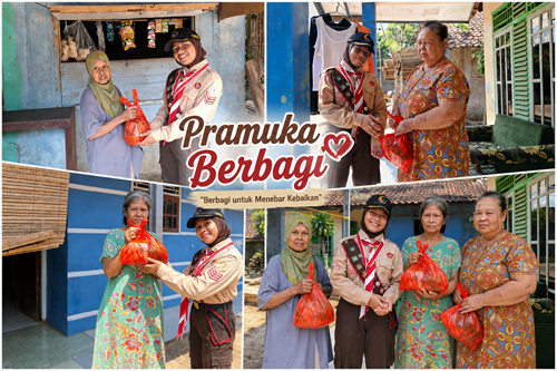 Pramuka SMPN 4 Cileungsi Bagikan Adakan Giat Berbagi Sembako kepada Warga Sekitar Sekolah