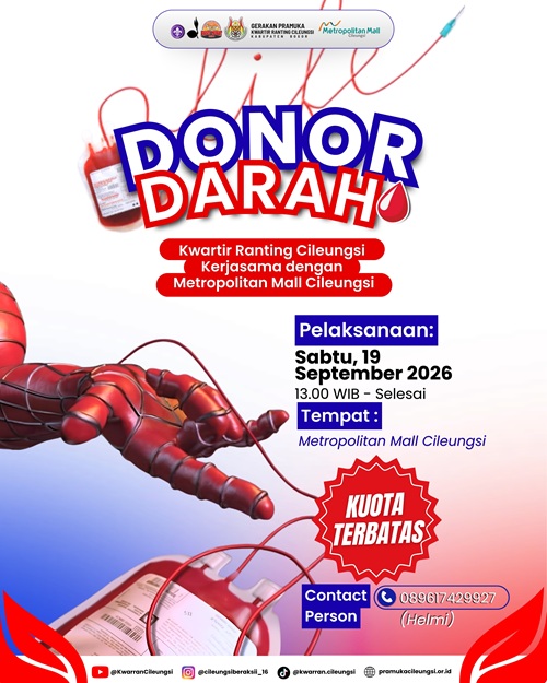 Pramuka Peduli Kwarran Cileungsi Ajak Pramuka dan Masyarakat Donor Darah.
