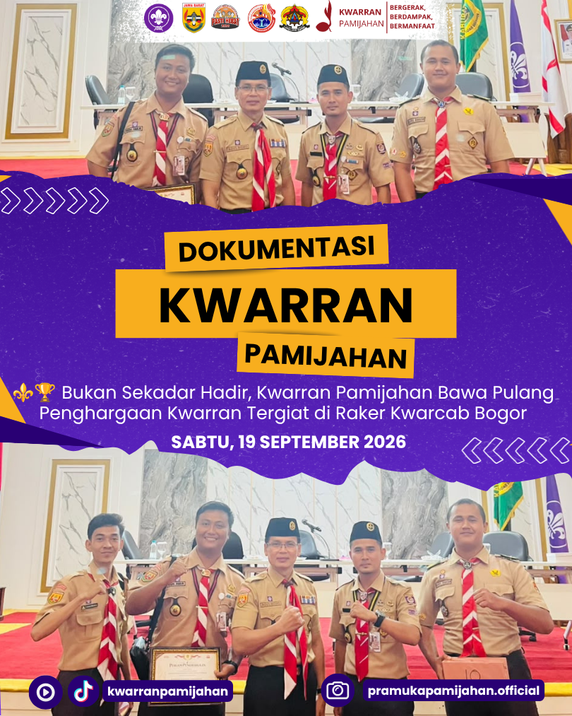 ⚜️🏆 Bukan Sekadar Hadir, Kwarran Pamijahan Bawa Pulang Penghargaan Kwarran Tergiat di Raker Kwarcab Bogor