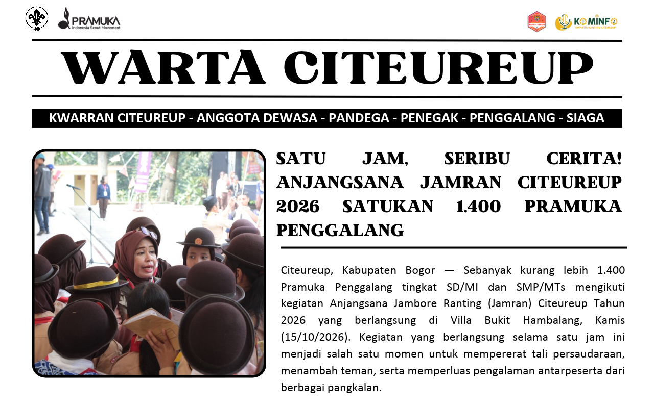 Satu Jam, Seribu Cerita! Anjangsana Jamran Citeureup 2026 Satukan 1.400 Pramuka Penggalang