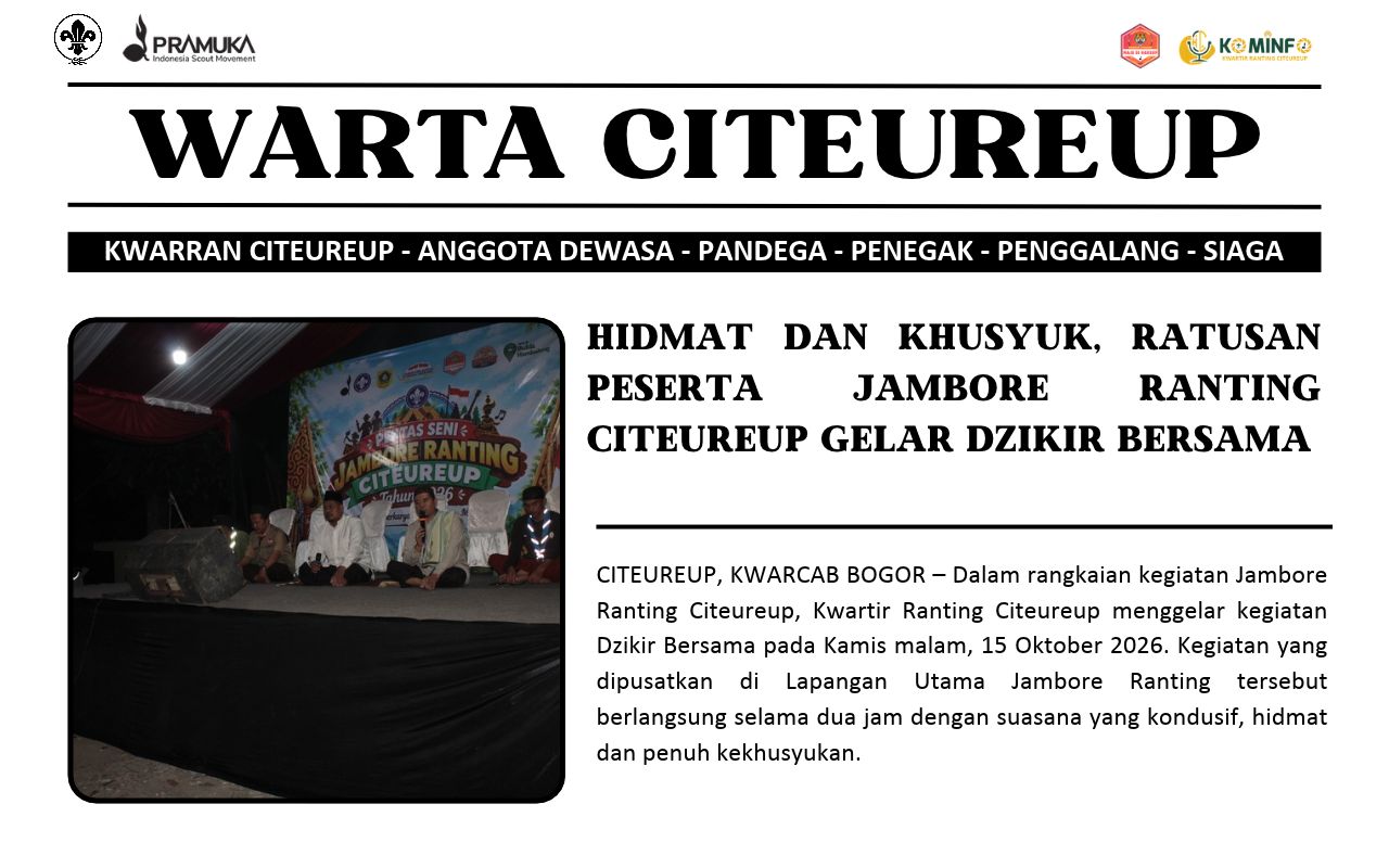 HIDMAT DAN KHUSYUK, RATUSAN PESERTA JAMBORE RANTING CITEUREUP GELAR DZIKIR BERSAMA