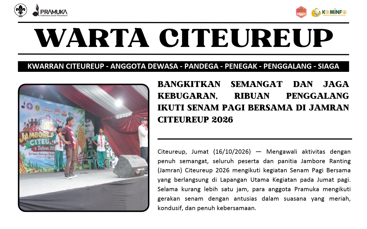 Bangkitkan Semangat dan Jaga Kebugaran, Ribuan Penggalang Ikuti Senam Pagi Bersama di Jamran Citeureup 2026