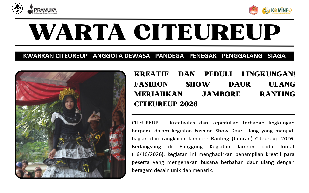 Kreatif dan Peduli Lingkungan! Fashion Show Daur Ulang Meriahkan Jambore Ranting Citeureup 2026