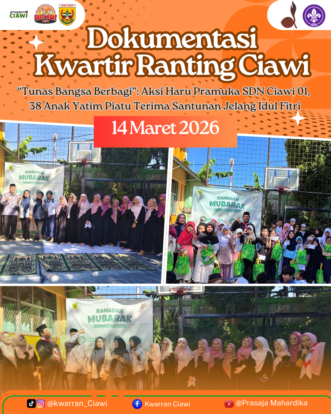 “Tunas Bangsa Berbagi”: Aksi Haru Pramuka SDN Ciawi 01, 38 Anak Yatim Piatu Terima Santunan Jelang Idul Fitri - Copy