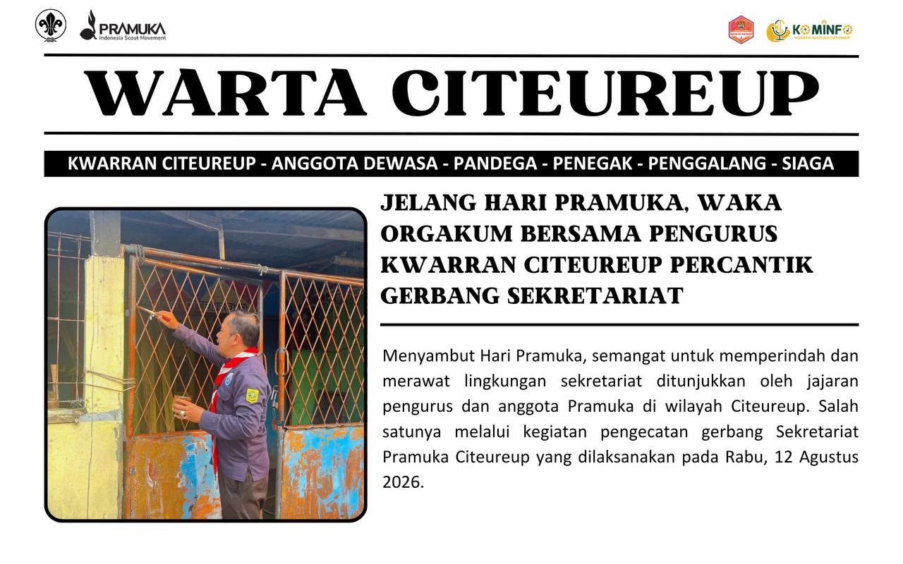 Jelang Hari Pramuka, Waka Orgakum Bersama Pengurus Pramuka Citeureup Percantik Gerbang Sekretariat - Copy